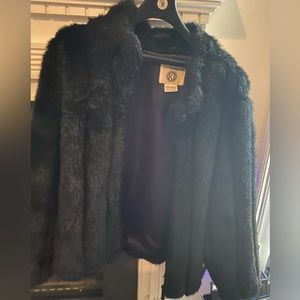Black faux fur coat